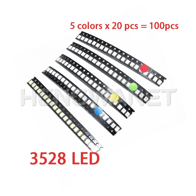 100pcs 0603 0805 1206 1210 5730 5050 SMD LED Light Emitting Diode Kit 5 Colors Miniature LED Red White Yellow Green Blue