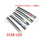 100pcs 0603 0805 1206 1210 5730 5050 SMD LED Light Emitting Diode Kit 5 Colors Miniature LED Red White Yellow Green Blue