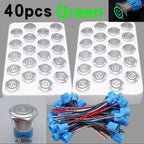 40pcs 22mm Push Button Switch Latching Momentary Metal PC Power LED Light On Off with Wire Waterproof 12v 3v 5v 6v 24v 220v Red