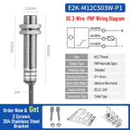 ZHICAN E2K M12 M18 Capacitive Proximity Sensor 30mm Long Range Plastics Glass Wood Metals Nonmetal Material Detection Switch