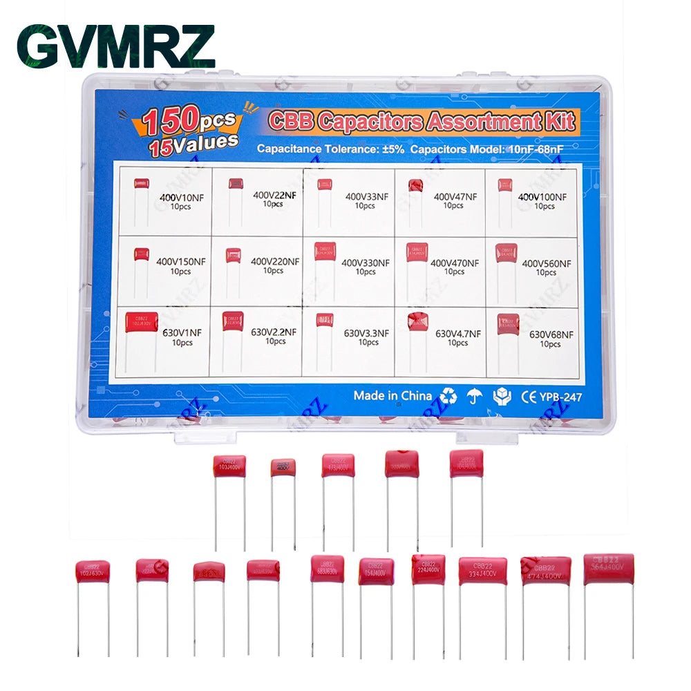 CBB Polypropylene Film Capacitor Kit,  for DIY Electronics, Power Supply, Audio Equipment Universal CBB Capacitors Set