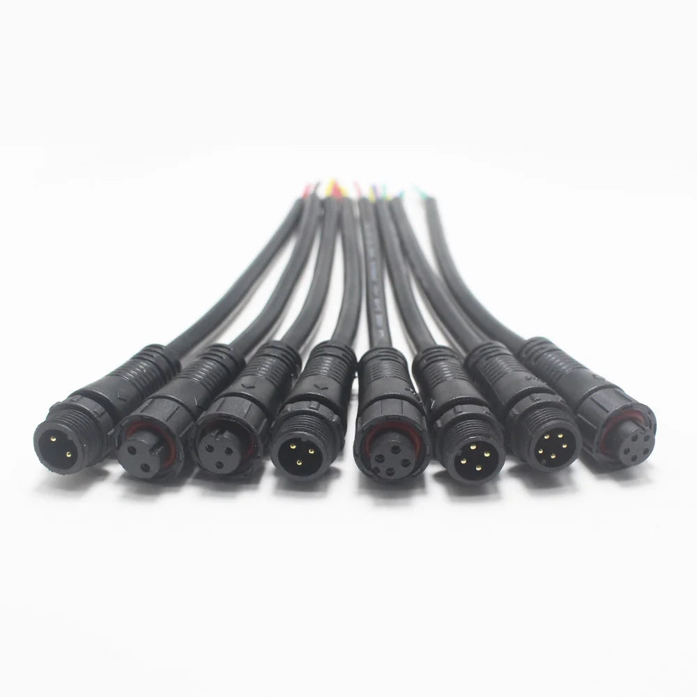 1Pair M12 Waterproof 2 3 4 5 Pin IP65 Screw Type Power Cable Wire Plug for LED Strips Male Female Jack Connector