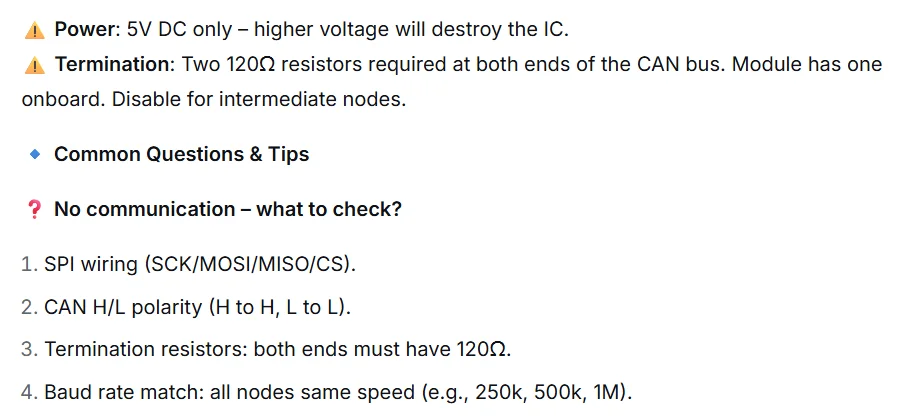 MCP2515 CAN Bus Module TJA1050 SPI Interface Receiver High Speed Industrial Grade for Arduino for STM32 for 51 MCU Automotive