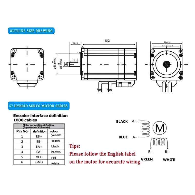 Nema 23 57mm Closed Loop Stepper Motor Kit DSP Easy Servo 3Nm /428 oz.in 1000 Line 4.2A  24-80V DC Steping Driver, CNC DC Motor