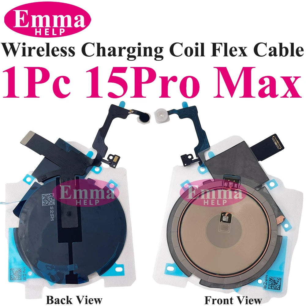 Wireless Charging Coil NFC + Power Volume Flex Cable for iPhone 14 14 Plus 15 15 Pro Max 16 – WPC Charging Antenna