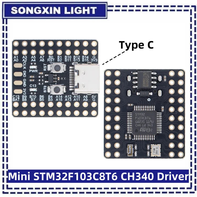 SONGXIN LIGHT Mini STM32F103C8T6 CH340 Board Original Microcontroller Development ARM Core Correx-m3 Architecture Minimum System