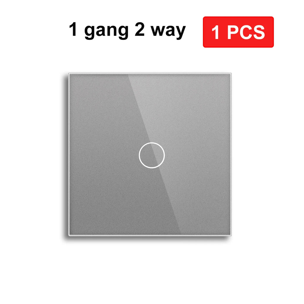 NYWP EU 86*86mm 1Gang 2Way Dual Touch Switch Tempered Glass Panel Stair Switch Bedroom Sensor Switches Cross No Need WI-FI