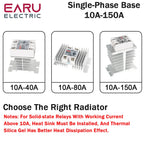 1Pcs 10A-200A New Single Phase Three Phase Solid State Relay Module Heat Sink SSR DA AA DD Aluminum Fins Radiator Din Rail Mount