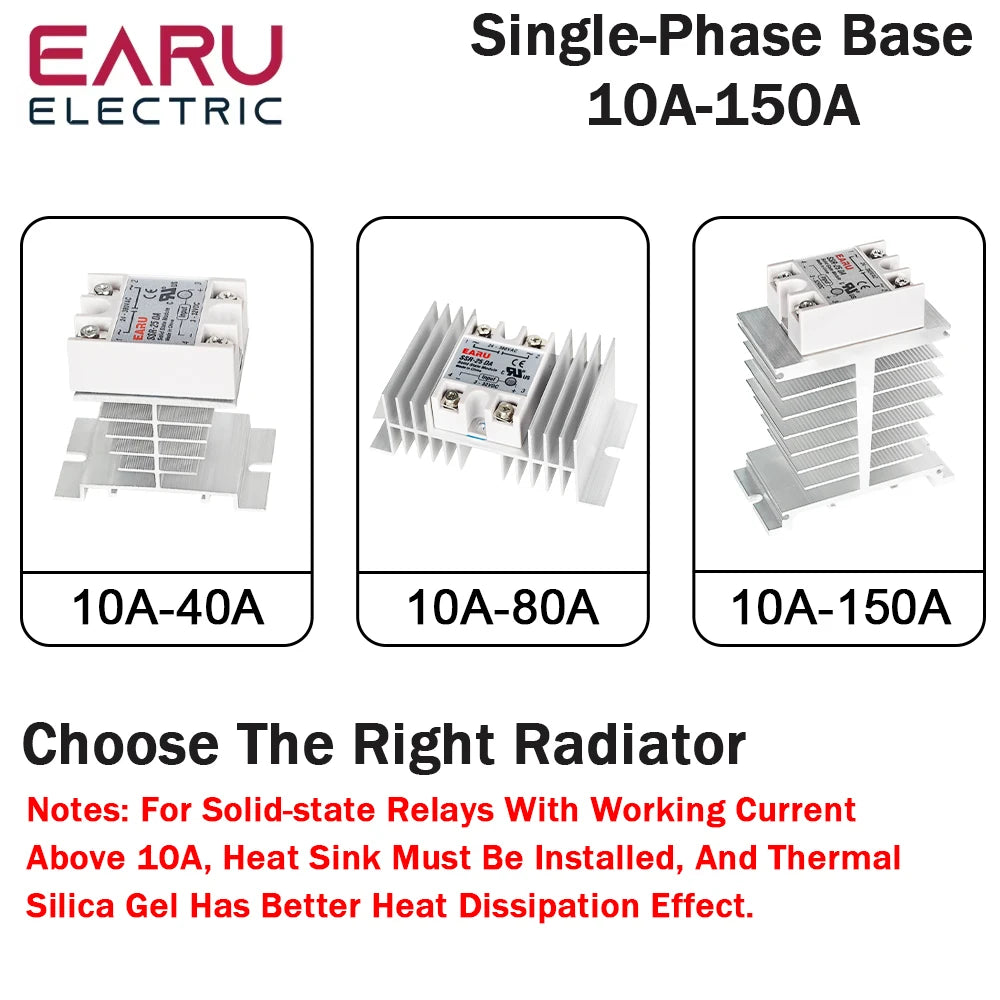 1Pcs 10A-200A New Single Phase Three Phase Solid State Relay Module Heat Sink SSR DA AA DD Aluminum Fins Radiator Din Rail Mount
