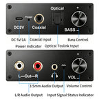 192KHz/24Bit DAC Digital to Analog Audio Converter Digital SPDIF Optical Toslink Coaxial to Analog Stereo L/R RCA and 3.5mm Jack