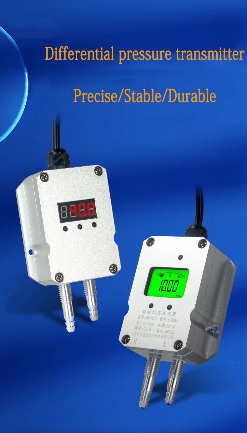 0-3Kpa to RS485 Micro Differential Pressure Transducer 0-50Kpa to 4-20mA 0-10V RS485 Wind Air Pressure Transmitter Sensor