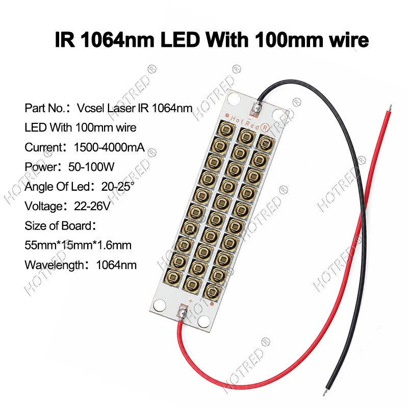 50W 100W IR Led Diode High Power Infrared 3535 Vcsel Laser Chip Beads 808nm 850nm 940nm 980nm 1064nm Lamp Light Sensor Monitorin