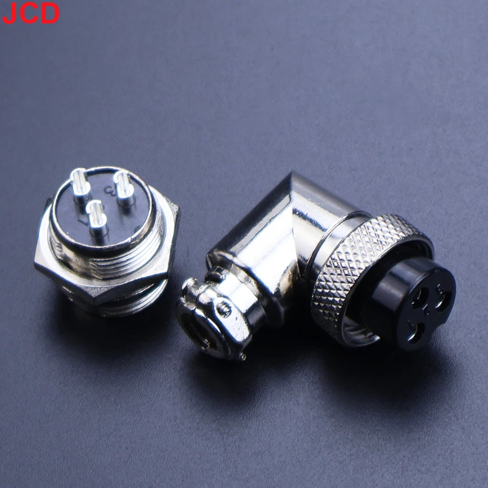 JCD GX16 90 Degree Right Angle 16mm Aviation Connector Elbow M16-2 3 4 5 6 7 8 9 10 Pin Female Plug Male Chassis Mount Socket