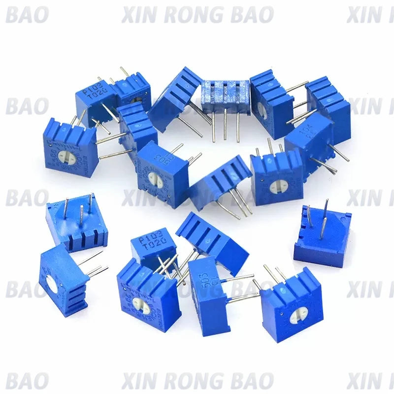 10pcs 3386P 3386 100 200 500 ohm 100R 200R 500R 1K 2K 5K 10K 20K 50K 100K 200K 500K 1M ohm Trimpot Trimmer Potentiometer