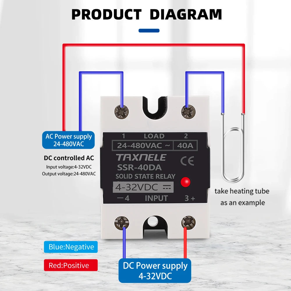 SSR 40DA SSR 25DA 10DA Solid State Relay  DC To AC 4-32VDC Input 24-480VAC Output solid state relay Industrial Single black SSR