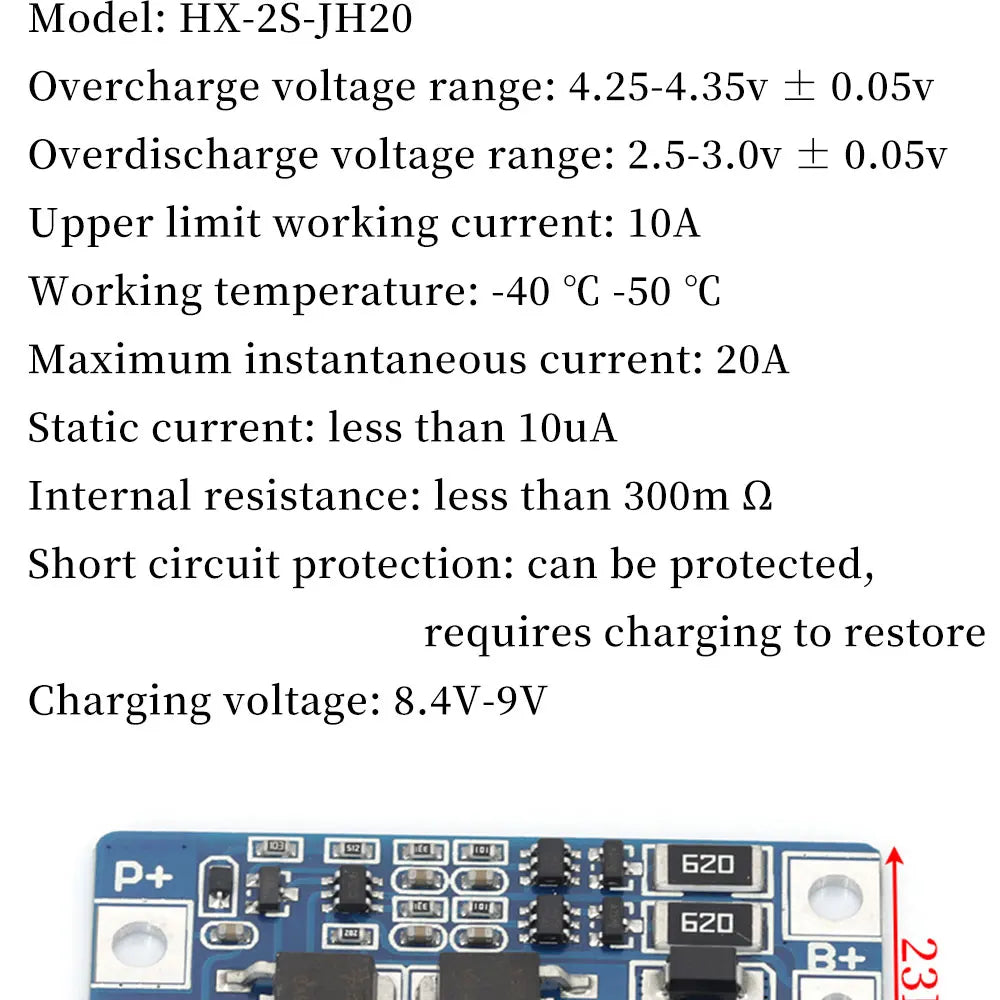 1-10Pcs 2S 10A 7.4V Li-Battery BMS Protection Board to 8.4V with Balanced Function / Overcharge Protection for 18650 Batteries