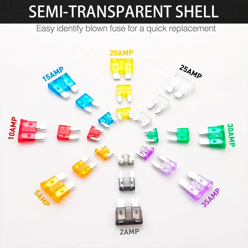 10PCS Car Fuse Blade-Type Automotive Fuses Standard & Mini & Low Profile Mini Fuse for Car 2A 3A 5A 7.5A 10A 15A 20A 25A 30A 3