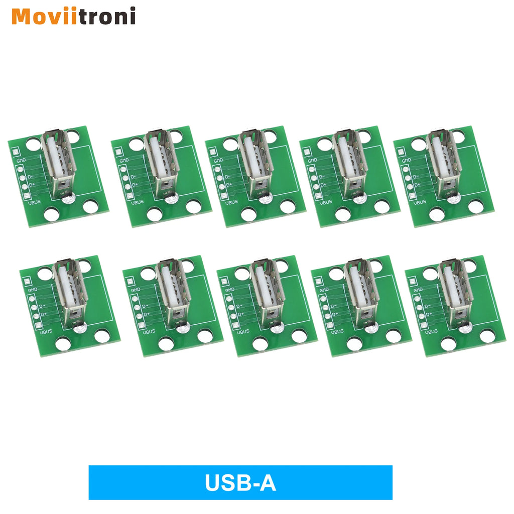 10pcs Vertical Micro Usb Female Sockets Test 2.0 Female Head a Connector Pcb Board Adapter For Data Cable Adapters