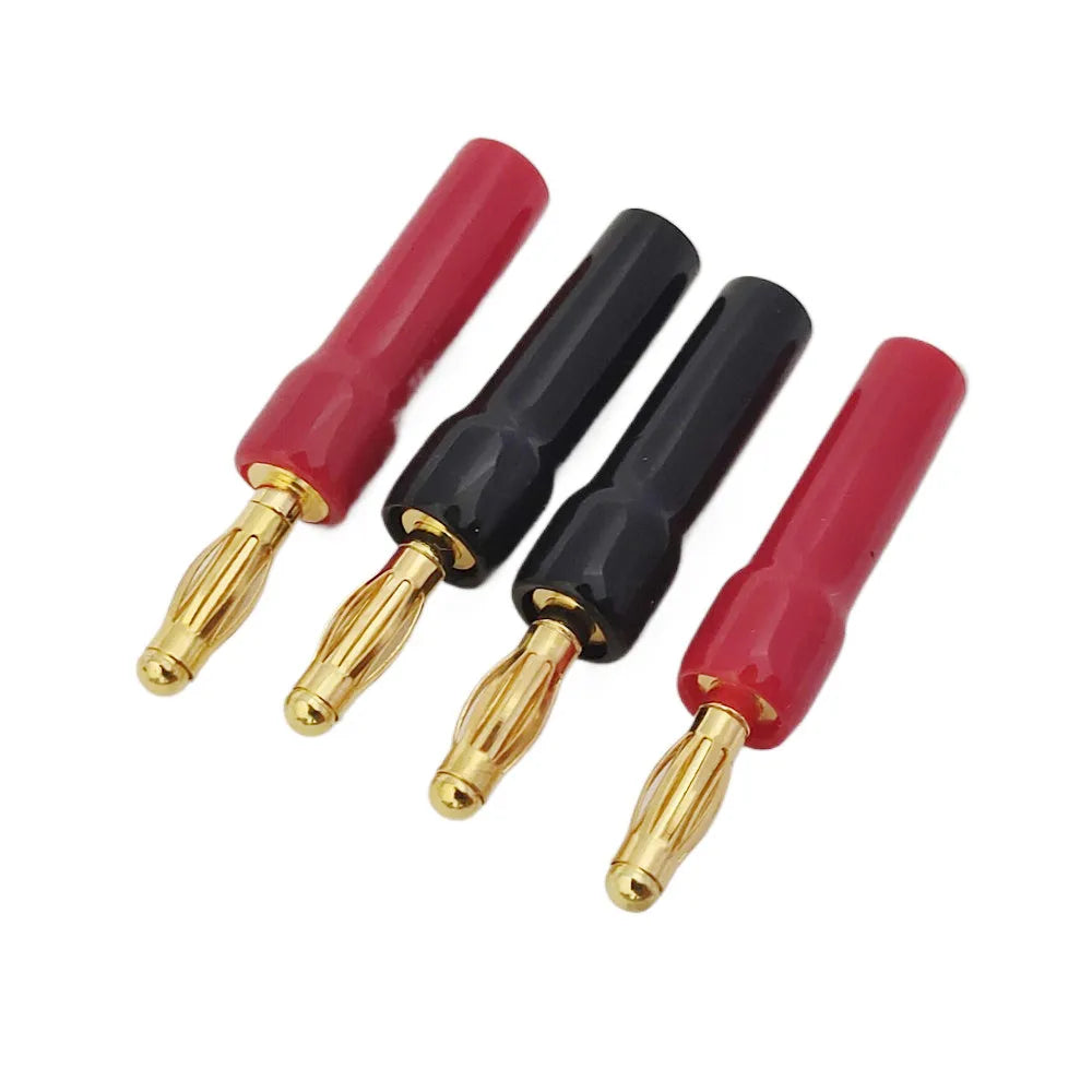 4PCS 4mm L-shaped Right Angle Banana Plug Soft Plastic Shell 90 Degree Banana Connector Red Black for Audio Video Speaker