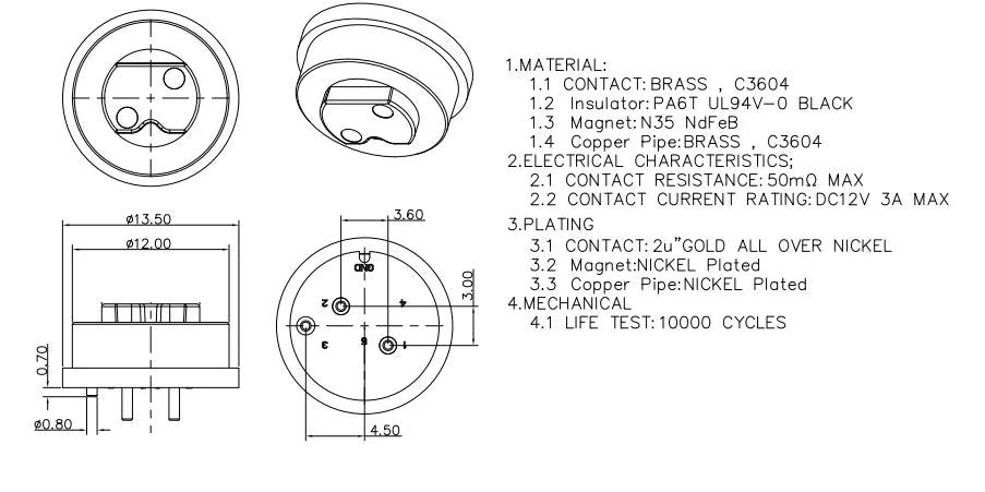 Magnetic Circular PogoPin Connector 2A Male Female Metal Spring Loaded 1/2/3/4/5/6 Pin DC Power Charger Wire JST SM Gold Plated