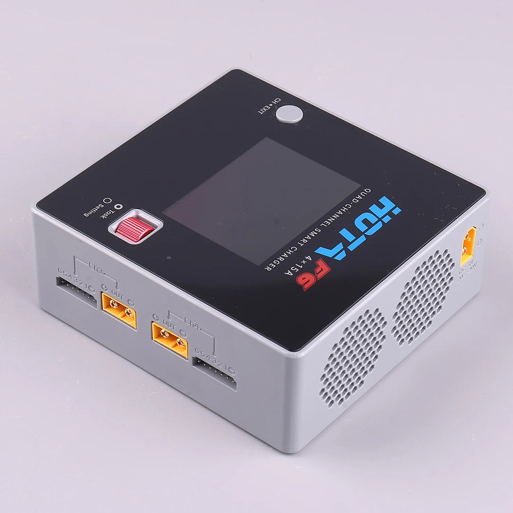 HOTA F6 QUAD-CHANNEL SMART Charger DC1000W 4*15A for Lipo LiIon NiMH Lipo Battery Balance Charger Discharger with USB 45W Type-C