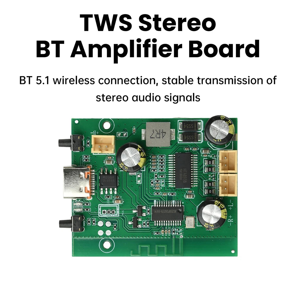 DC 5V/3.7V TWS Stereo BT Amplifier Board 2*10W Dual Channel Adjustable Rechargeable Bluetooth Amplifier Board