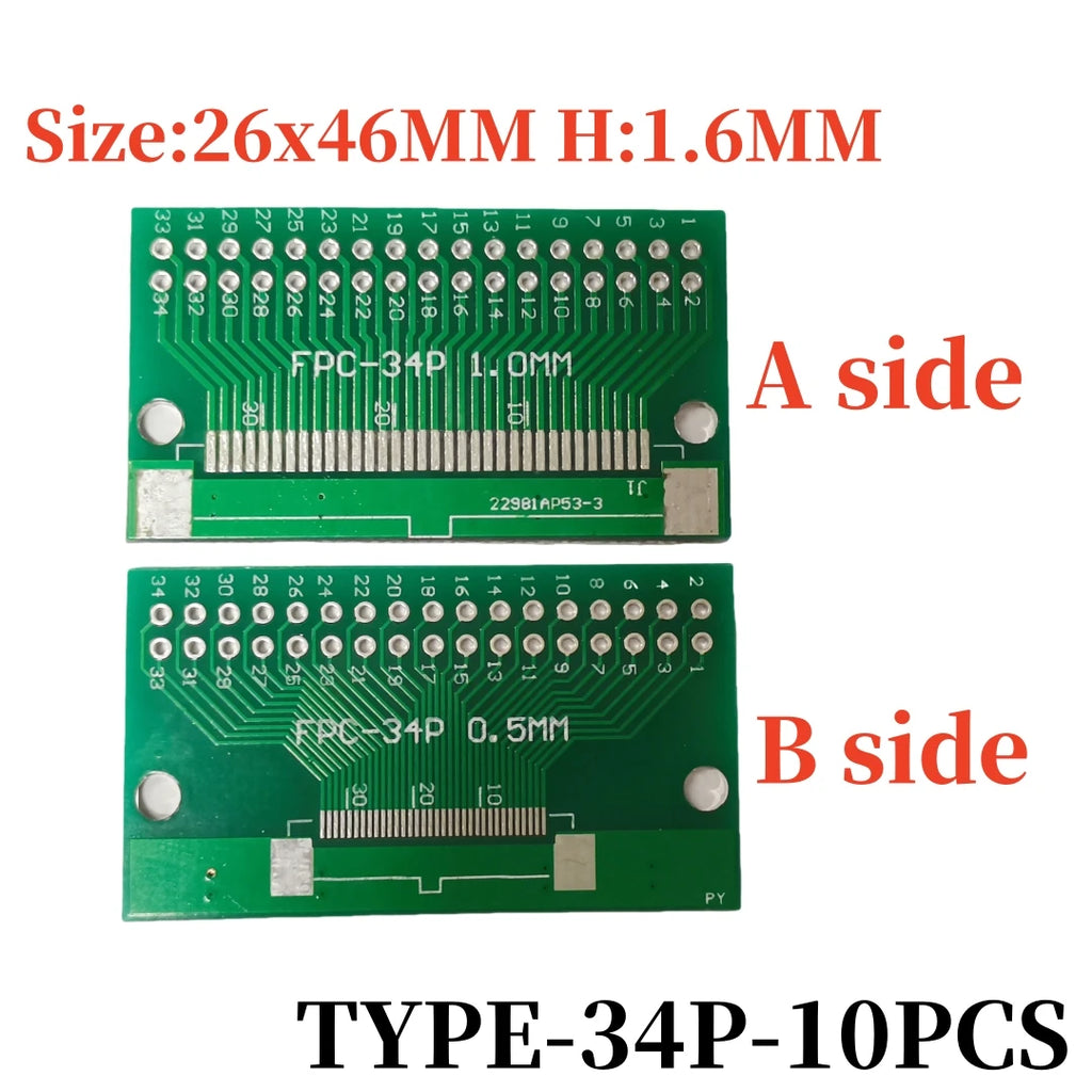 10PCS FFC/FPC Adapter Plate 0.5 to 2.54MM 4P/6P/8P/10P/12P/14P/15P/16P/20P/24P/26P/30P/32P/34P/36P/40P/45P/50P/52P/60P/80P/96P