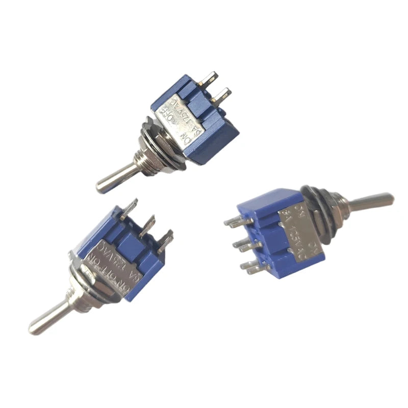 2PCS MTS-101/102/103/202/203 Toggle Switch 6mm Dark Blue 2/3Position 2/3/6Pin ON-ON/ON-OFF/ON-FFF-ON 6A 125VAC Arm Rocker Switch