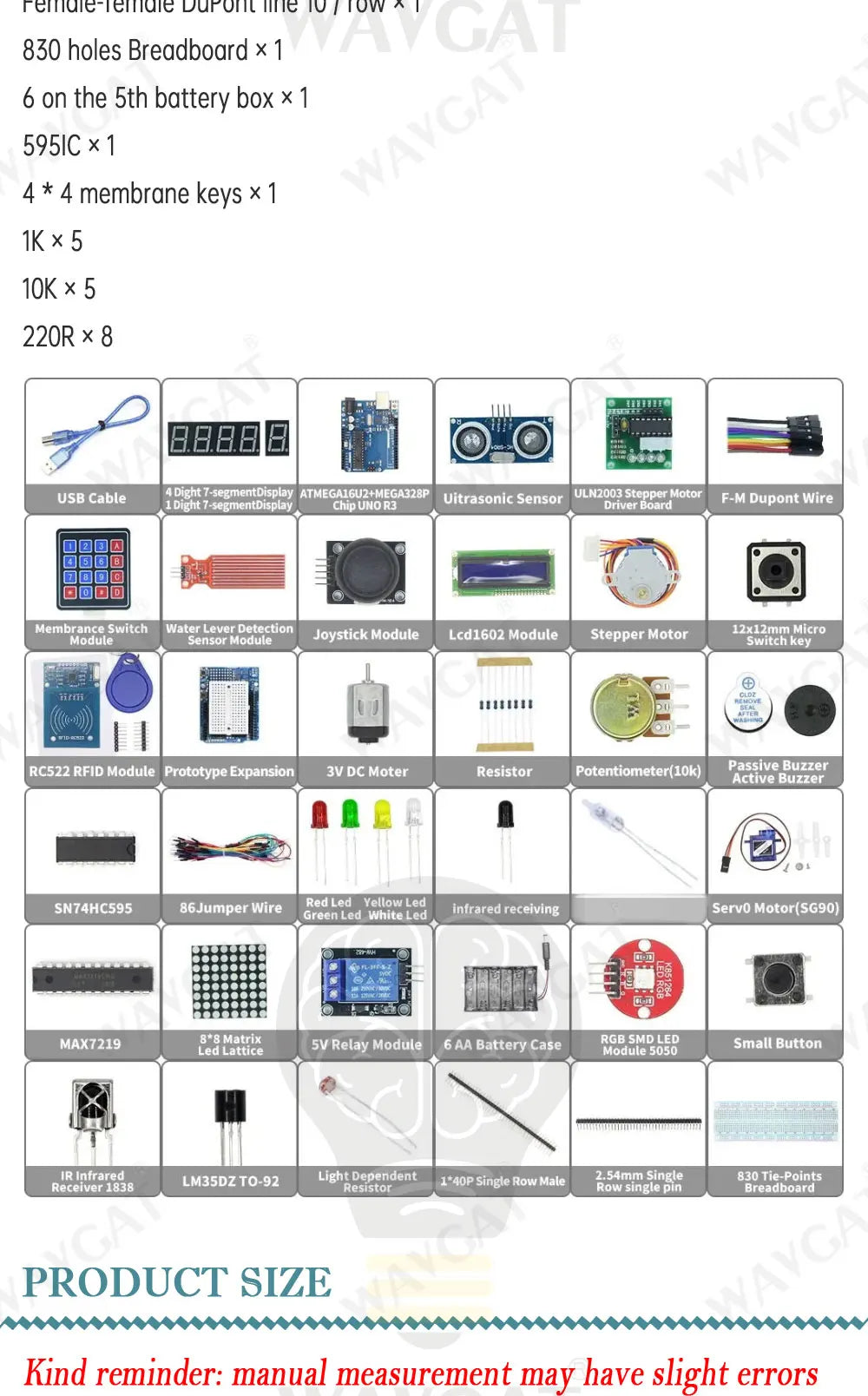 Starter Kit for Arduino Uno R3 - Uno R3 Breadboard and holder Step Motor / Servo /1602 LCD / jumper Wire/ UNO R3