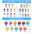 300 Pieces Of Car Fuse Combination Kit, 160 Mini Blade Fuses, 90 Standard Automatic Fuses, 50 Mini Fuses For Cars RVs trucks mot