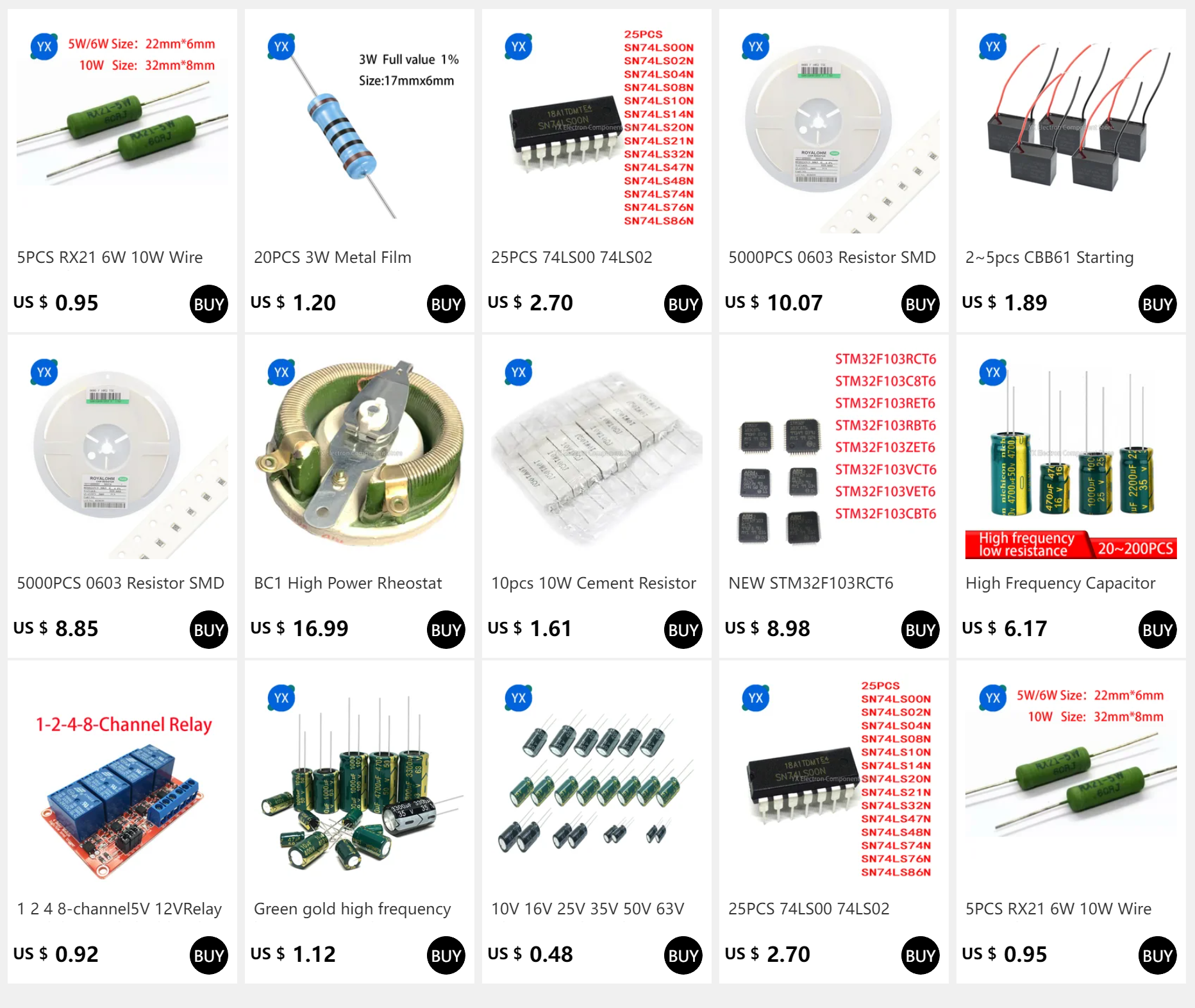 20PCS 2W metal film resistor 1% five-color ring power resistor 0.1R~1M 1R 4.7R 10R 47R 10R0 220R 470R 1K 2.2K 10K 4.7K 100K Ohm