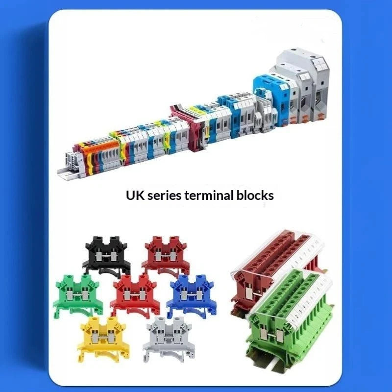 【CCA】10Pcs UK 2.5 Terminal Block UK2.5B Screw Connection Connect Strip 2.5B 2.5mm² Cable Electrical Din Rail Wire Connectors