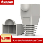 AMPCOM RJ45 Connector Strain Relief Boots Cover for CAT6/5E/5 Ethernet Cable, Plastic Lan Cable Strain Connector Boot Ends Caps