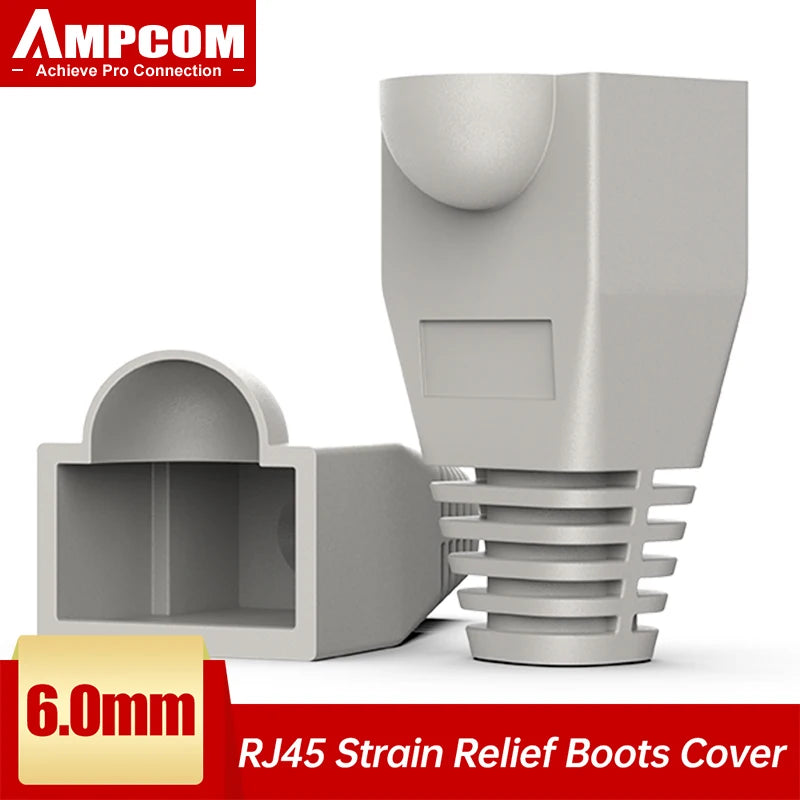 AMPCOM RJ45 Connector Strain Relief Boots Cover for CAT6/5E/5 Ethernet Cable, Plastic Lan Cable Strain Connector Boot Ends Caps