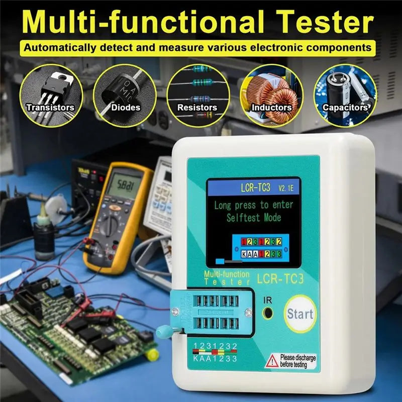 MLGB-New LCR-TC3 Transistor Tester Zener Diode Voltage Regulator NPN PNP Bipolar Potentiometer Inductor Capacitor Thyristor