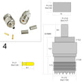 1-4PC UHF Male Female Plug Jack PL259 SO239 RF Coax Connector Crimp RG316 RG174 RG58 RG142 Copper Nickelplated With Drawing