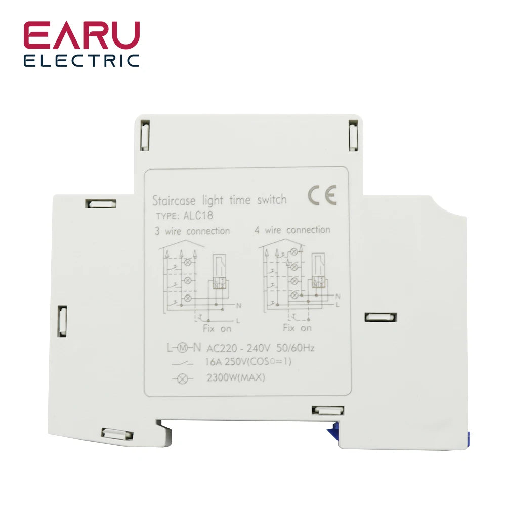 ALC18 Din Rail Mount Staircase Timer Switch 220VAC 16A Mechanical Time Delay Relay Auto-off Timer Corridor Stair Hall Lighting