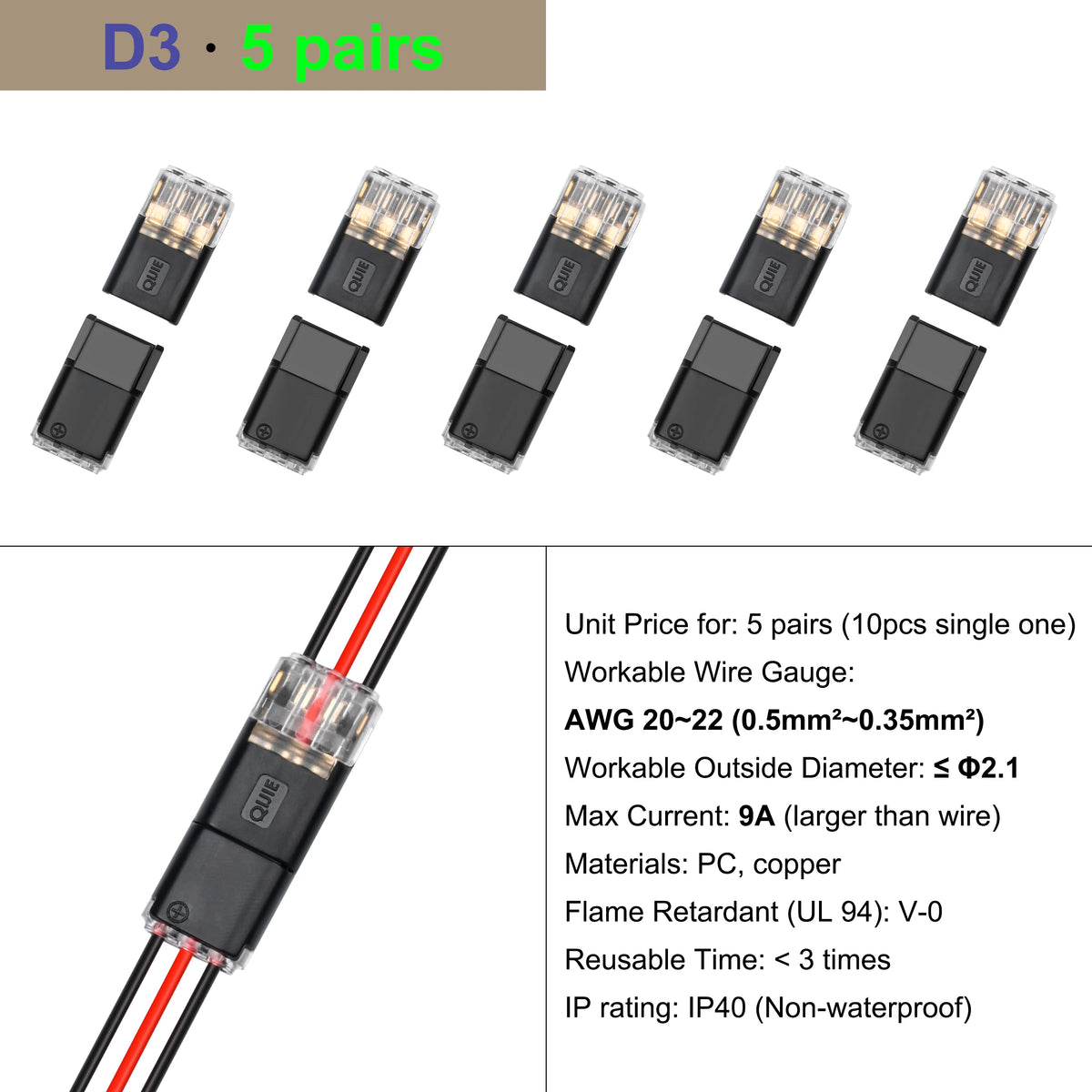 Cable Terminal Electric Wire Connector Clamp Block Quick Splice Scotch Lock Crimp for LED Car Wiring Joint Kit Tool Accessories