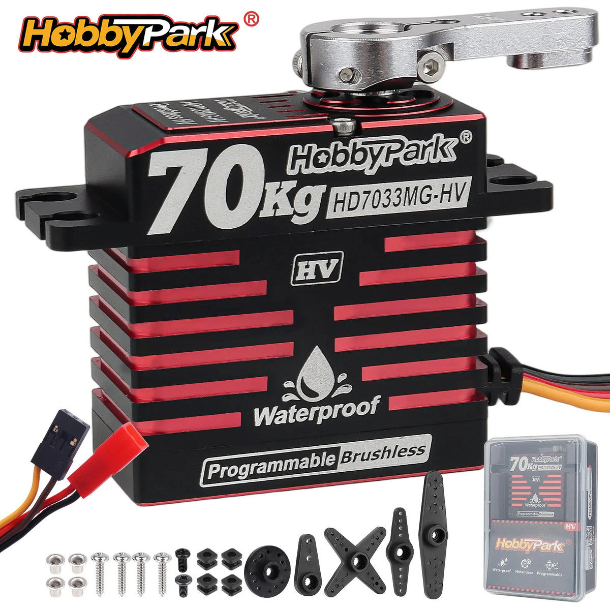 HobbyPark Waterproof 70kg Brushless Servo High Torque Direct Power RC Steering Servo for 1/8 1/10 RC Crawler Truck Car Buggy