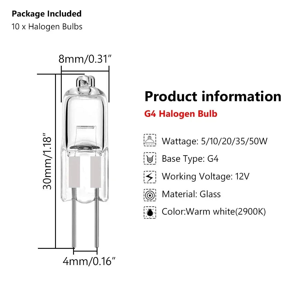1/5/10/20pcs Halogen Bulb JC Bi-Pin LED Warm White Replace LED Capsule Lamp Halogen Bulbs Light G4 12V 5W 10W 20W 35W 50W﻿