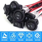 1/5/10/20pcs Motorcycle Mini Round Rocker Switch 12 Volt on/Off Toggle Switch 15cm Pre-Wired Auto Marine Electrical Switch