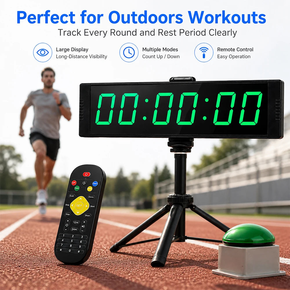 Gym Timer Clock for Home Fitness with Timer Button Large Digital Stopwatch Countdown Clock 12/24H Digital Wall Clock