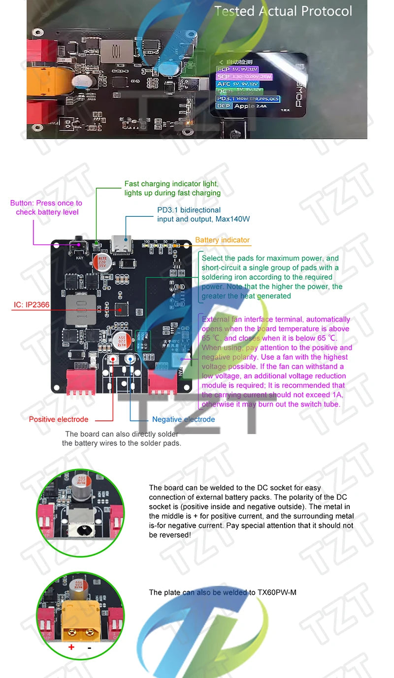 1/3/5PCS 140W PD3.1 Bidirectional Fast Charger Module 2S 3S 4S 5S 6S Lithium Battery Charging Board IP2366 BMS Charger Module