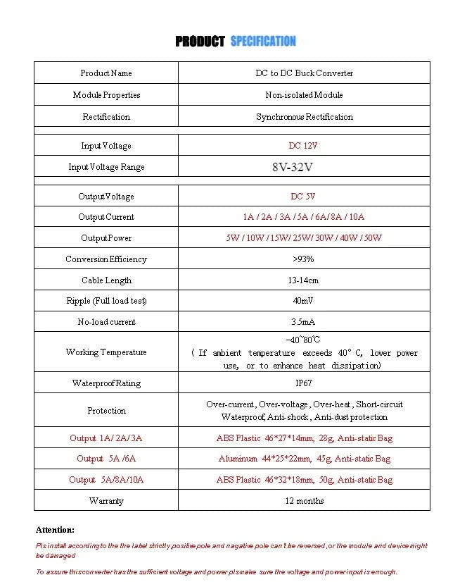 DC 12V 24V to 5V 12V to 5V 1A 3A 5A 8A 10A 5 Volts Voltage Reducer Step-down Module Power Converter Buck Voltage Converter