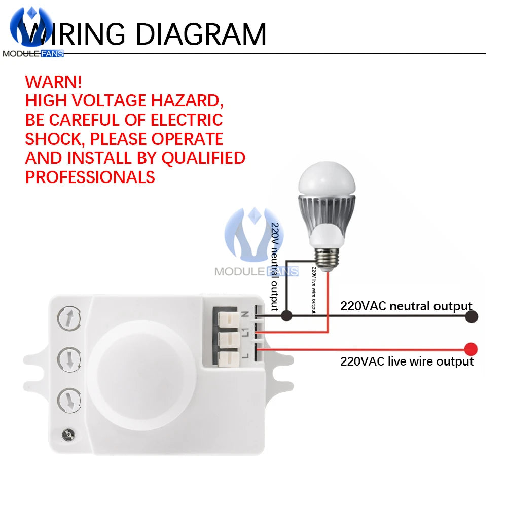 AC 220V 5.8GHz Microwave Radar Sensor Switch Human Body Motion Induction Sensor for LED Light Sensors Switches