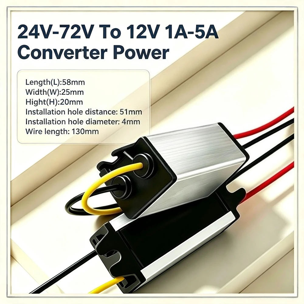 24V 36V 48V 72V To 12V 1A 2A 3A 4A 5A DC-DC Converter Power Supply Voltage Regulator 24V to 12V 60W Step-down Module Good