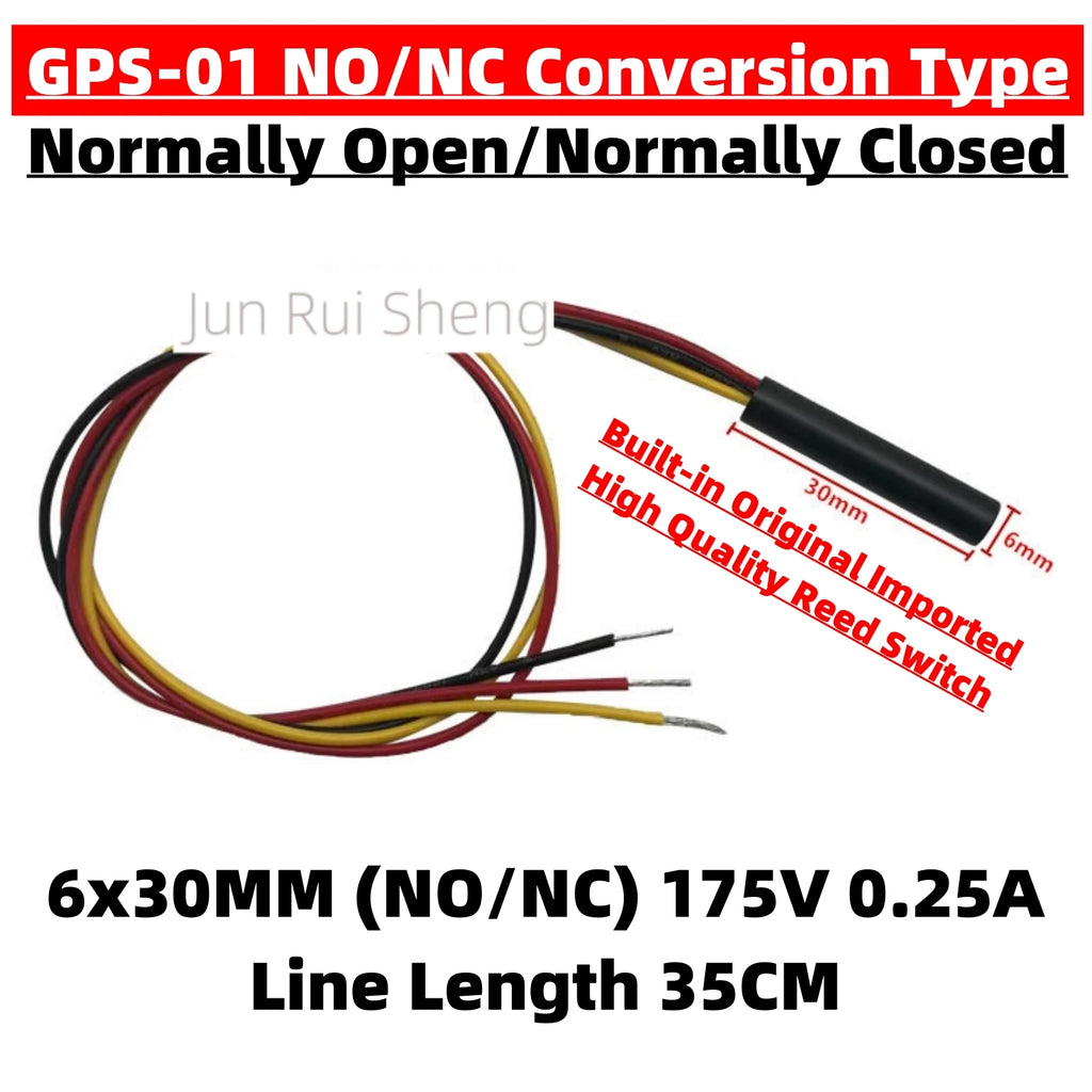 Plastic Reed Contact Switch GPS-01 6*30MM 3Line Normally Open Normally Closed NO/NC Conversion Magnetic Control Induction Sensor