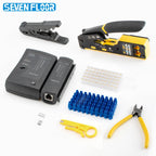 8 in 1 RJ45 Crimp Tool Kit,Crimper tool,Cable Tester,Wire Cutter,Blades,50Pcs Cat 6 Connectors and Strain Relief Boots