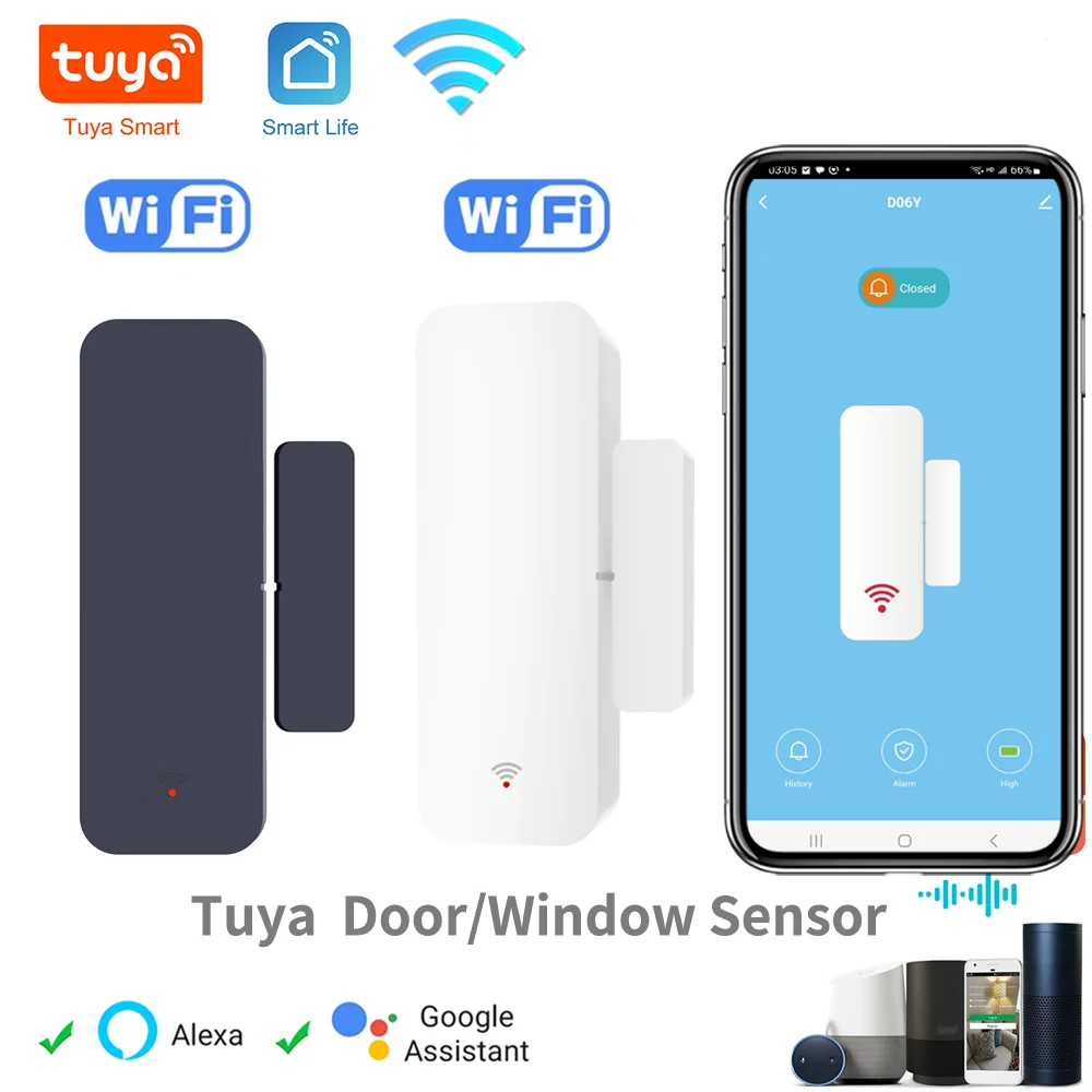 Tuya Wifi Door Sensor Window Entry Sensor Security Burglar Magnetic Sensor Alarm Smart Life Work With Alexa Google Home
