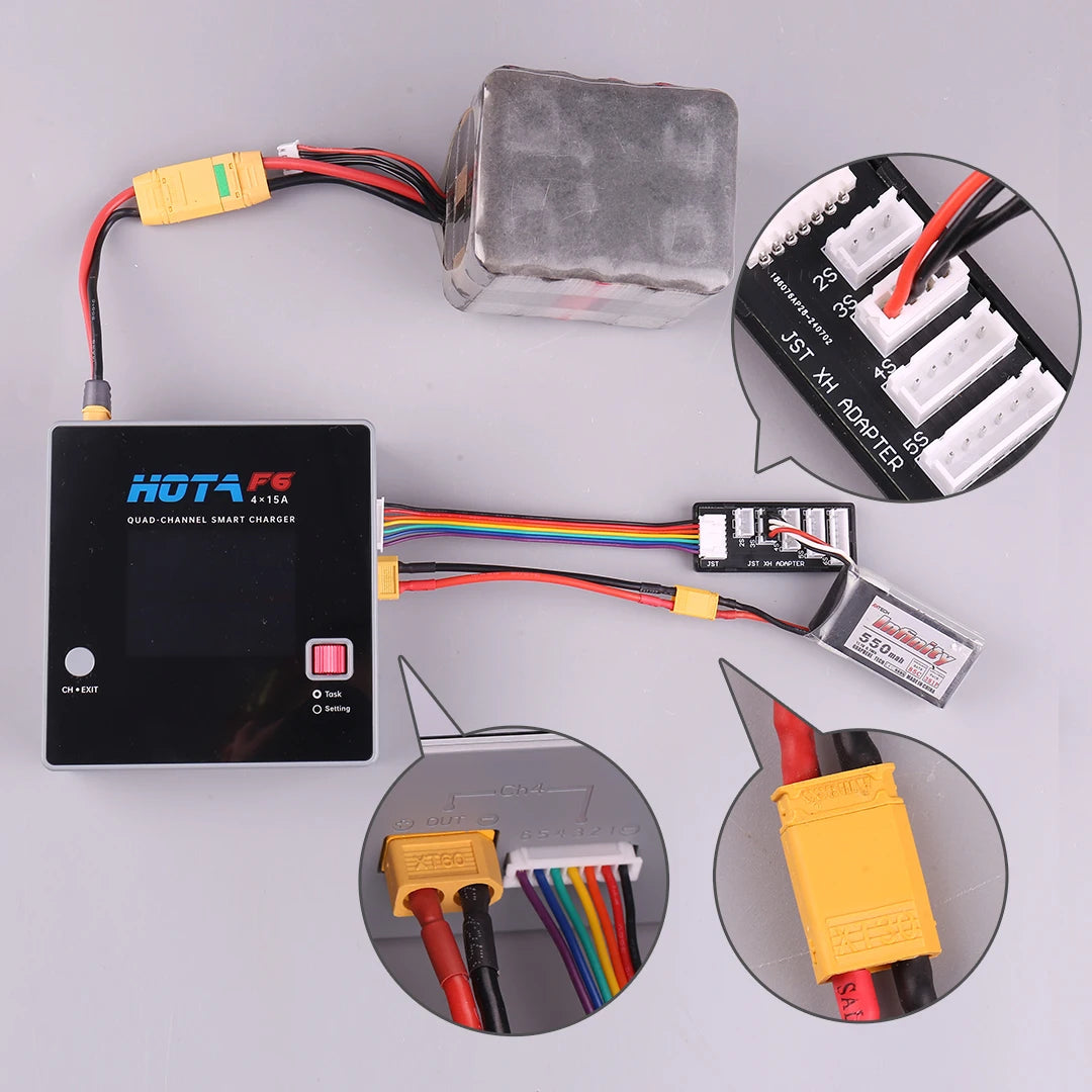 HOTA F6 QUAD-CHANNEL SMART Charger DC1000W 4*15A for Lipo LiIon NiMH Lipo Battery Balance Charger Discharger with USB 45W Type-C